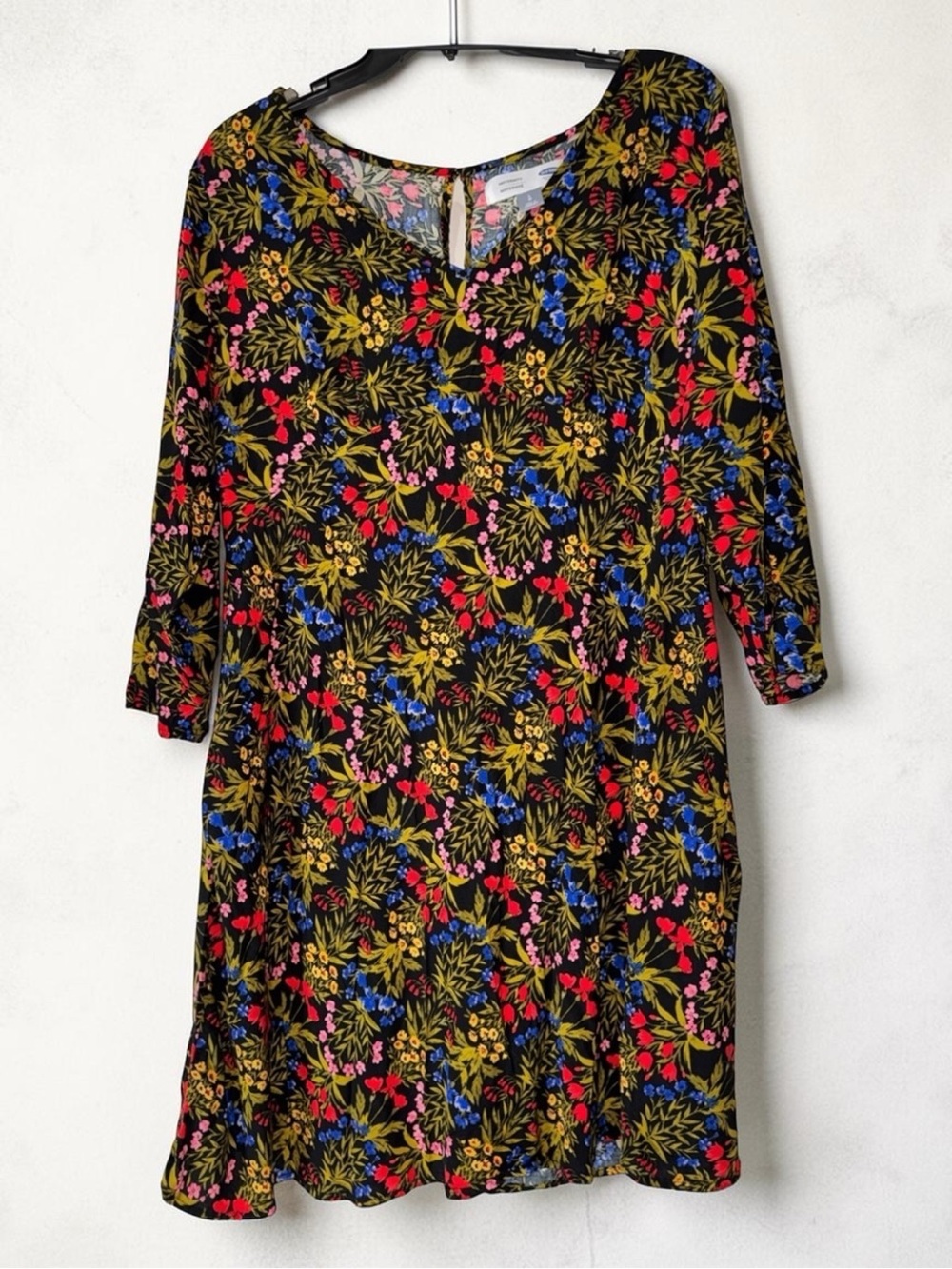 Maternity Summer Spring Old Navy Black Floral A-Line Short Dress size Large